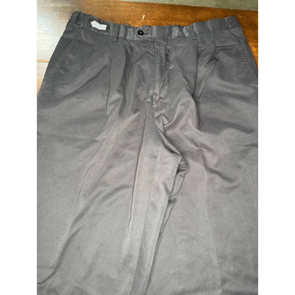 VTG Savane Mens Black Comfort Plus Waistband Pleated Dress Pants‎ 36X30 Cuffed